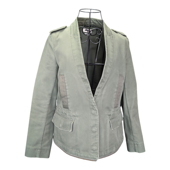 Zadig & Voltaire Vedam Bis Spus Kaki Green Skull Cotton Utility Jacket Small - Picture 4 of 12
